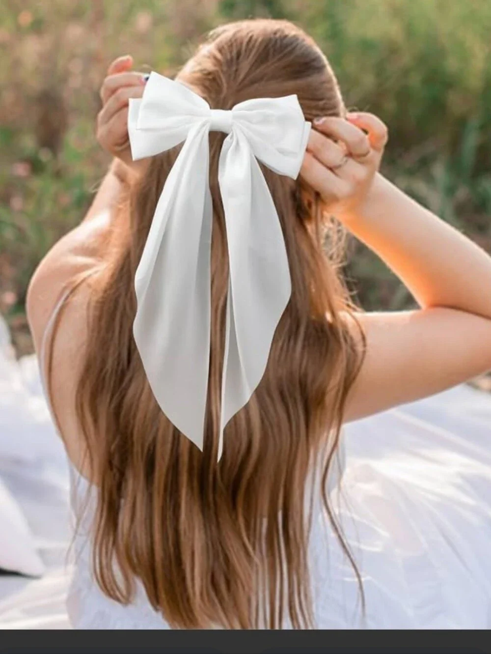 Elegant White Satin Ribbon Bow Barrette